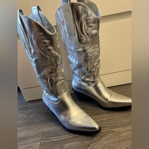 Western boots - Silver, Size 7